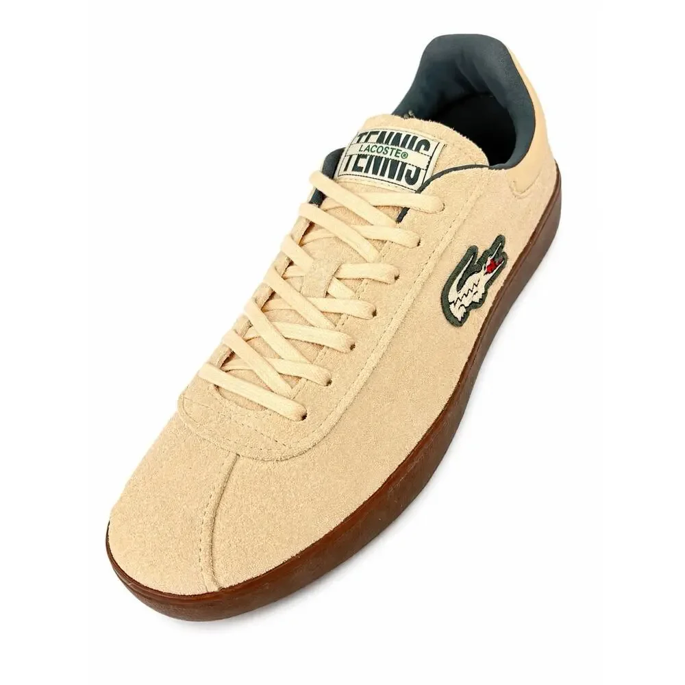 Lacoste Baseshot 125 3 SMA Men’s 9.5 Beige Suede Sneakers Gum Sole 749SMA0060AOT